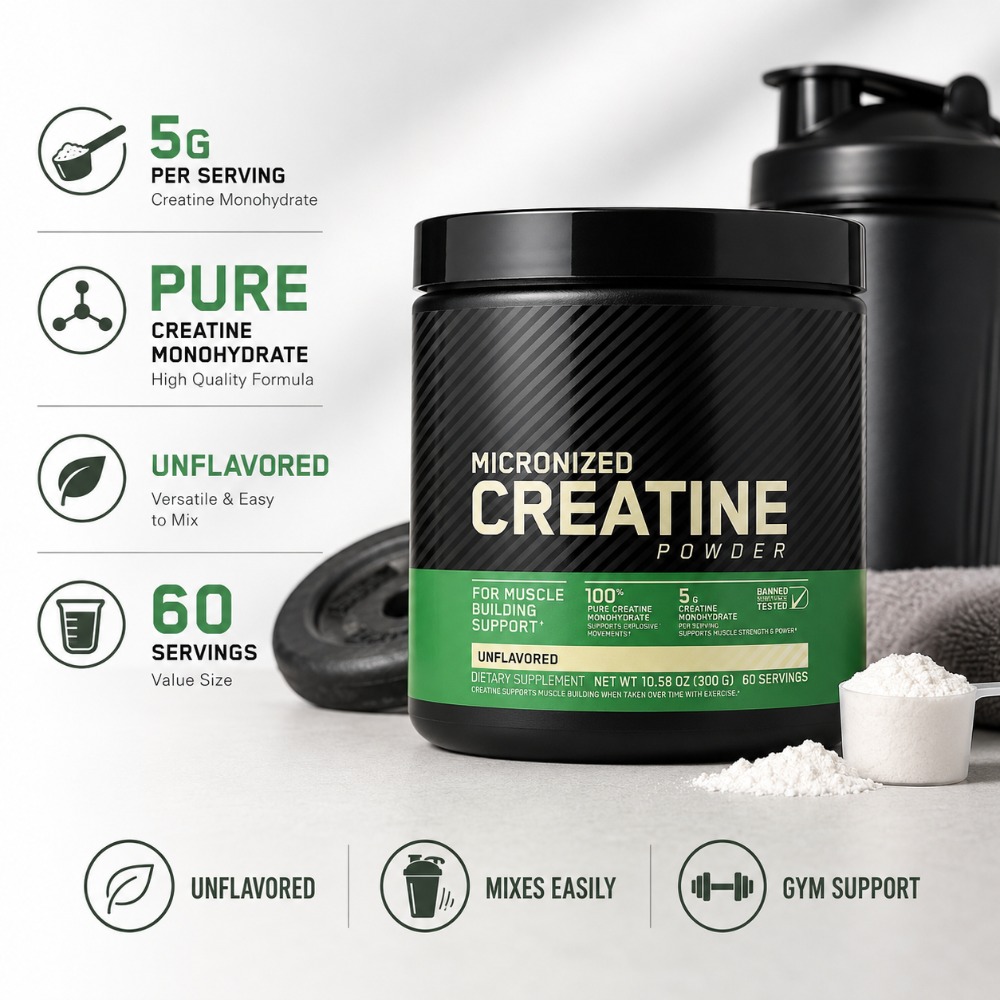 Creatine Monohydrate Powder - Créatine Monohydrate en Poudre 300g –